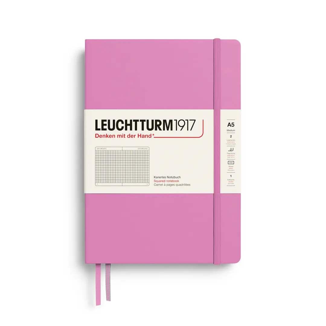 德國 LEUCHTTURM1917 硬殼筆記本/ A5/ 泡泡糖粉/ 方格
