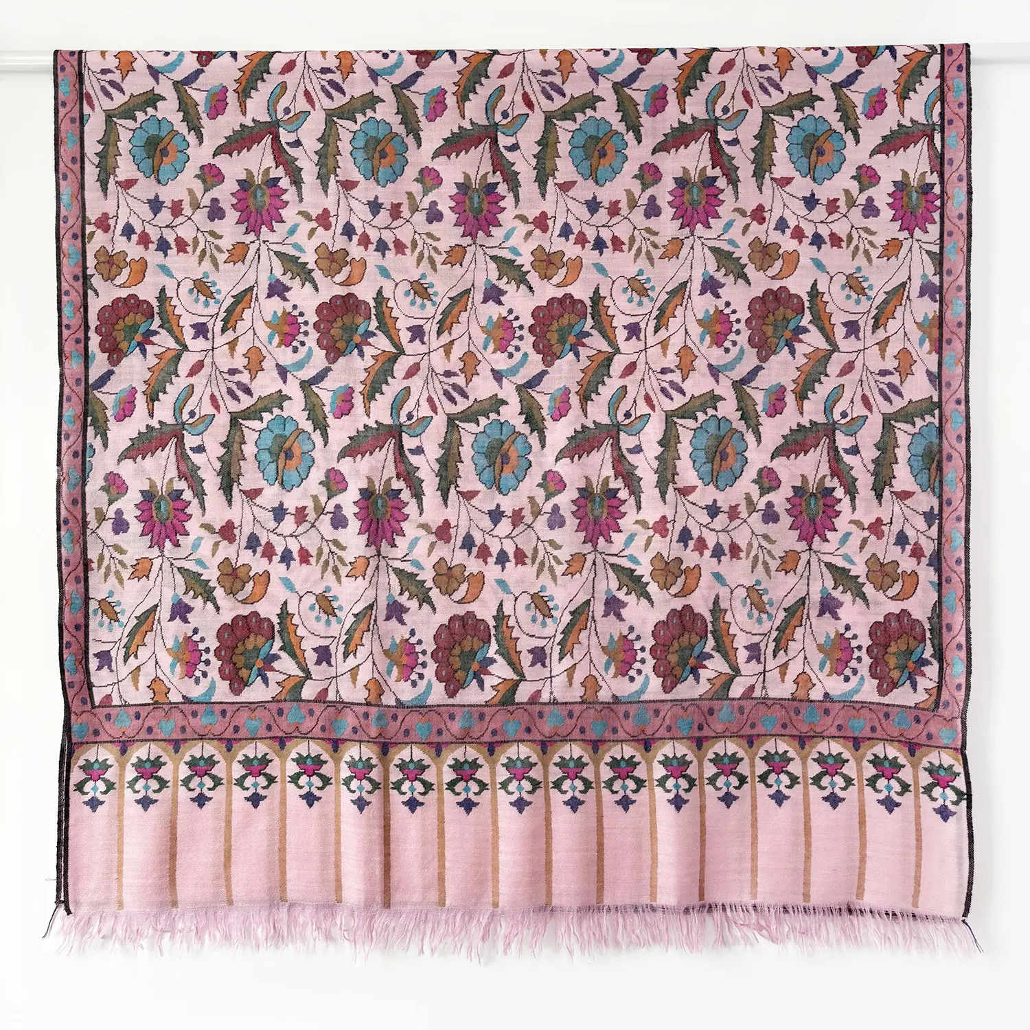 《Bala Shawls》Hand Woven Kani Pashmina Shawls 喀什米爾頂級手織披肩/ 粉色花園