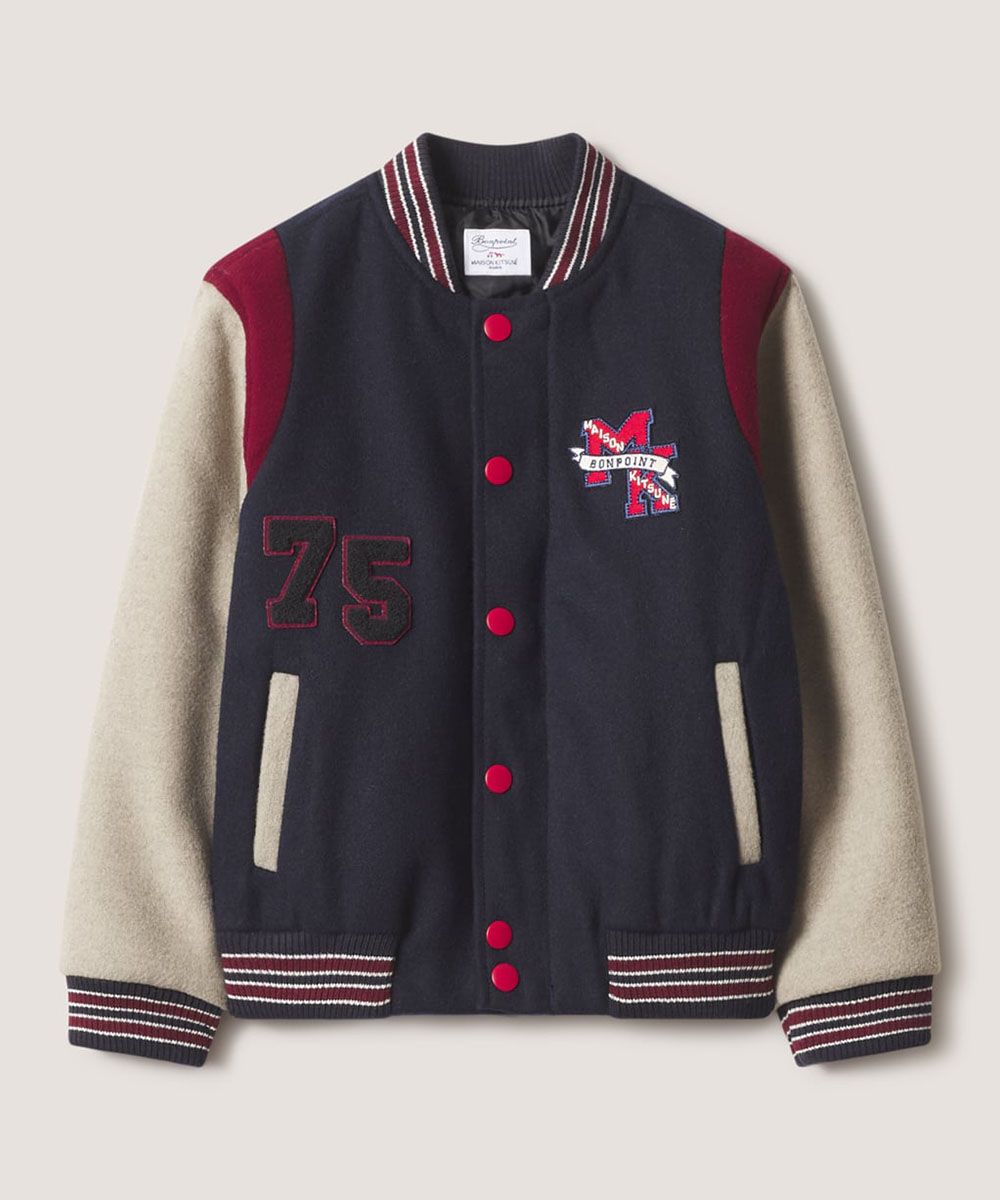 MAISON KITSUNÉ X BONPOINT MAVERICK兒童海軍藍拼接棒球外套/ 10