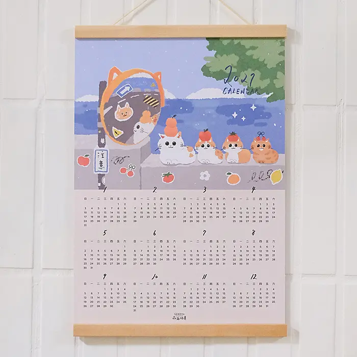 2027森蕗插畫SENZOO海邊橘貓掛曆年曆海報