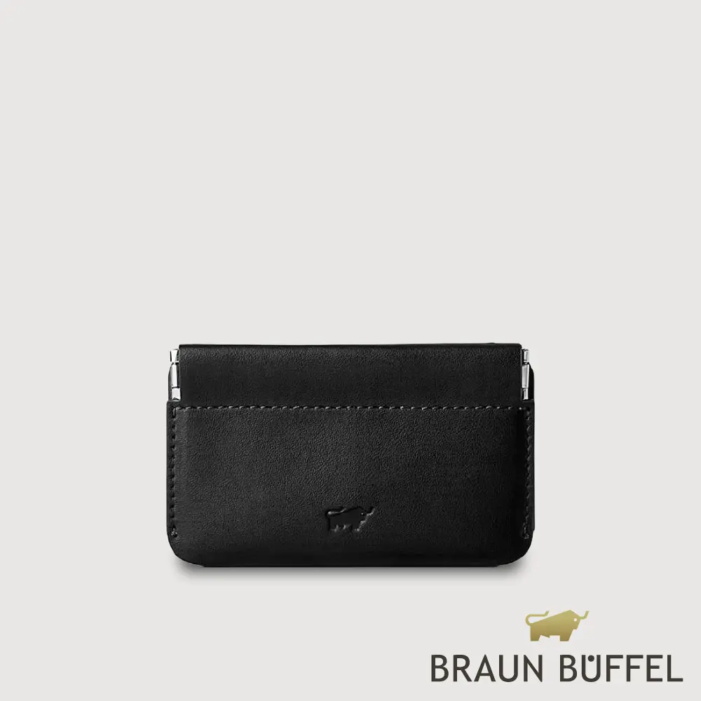 【BRAUN BUFFEL 德國小金牛】台灣總代理 里安 彈片零錢包-黑色/BF712-125-BK
