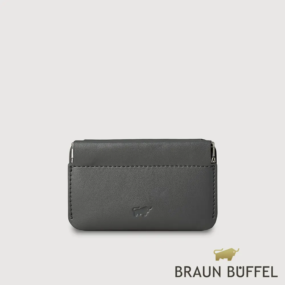 【BRAUN BUFFEL 德國小金牛】台灣總代理 里安 彈片零錢包-暗灰色/BF712-125-DGG