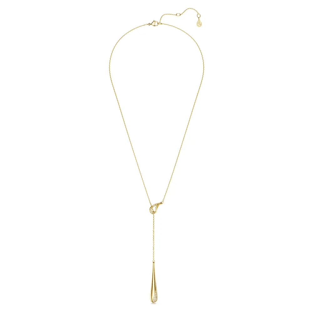 SWAROVSKI 施華洛世奇 Classica Y字形淚珠造型925銀項鍊-金 送禮 禮物 推薦(5746001)