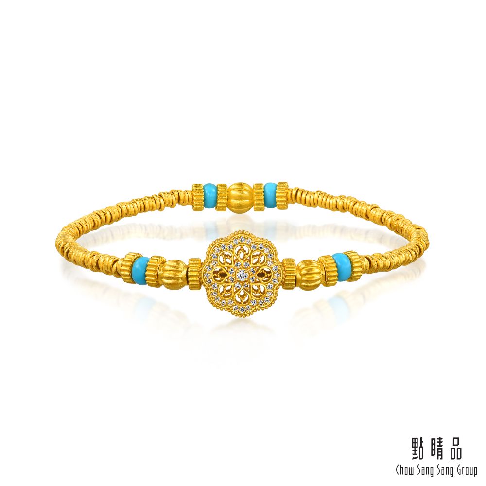 點睛品 財納圓滿 鑽石黃金手鍊
