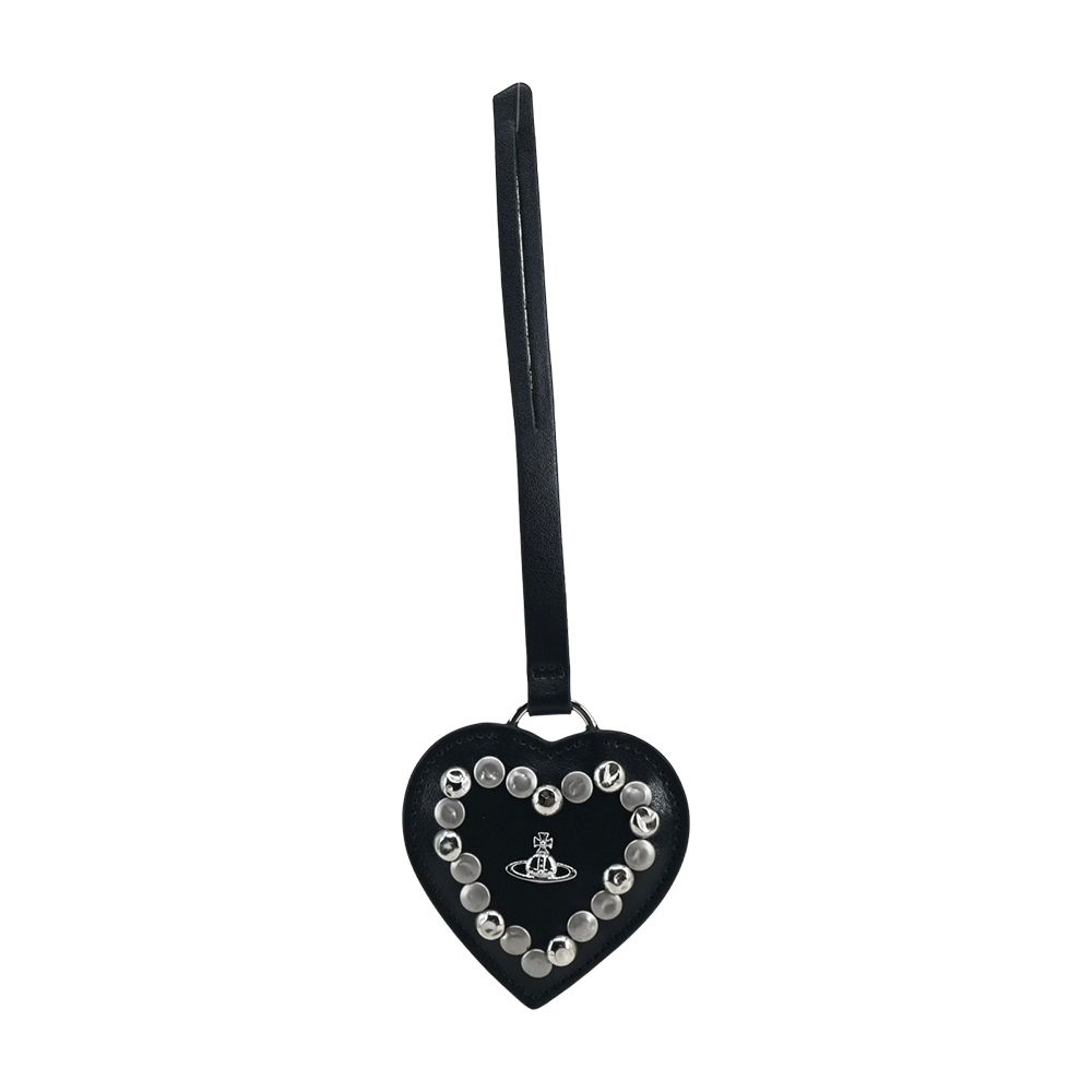 Vivienne Westwood Heart 手工捶打鉚釘镜子吊飾-黑/平行輸入