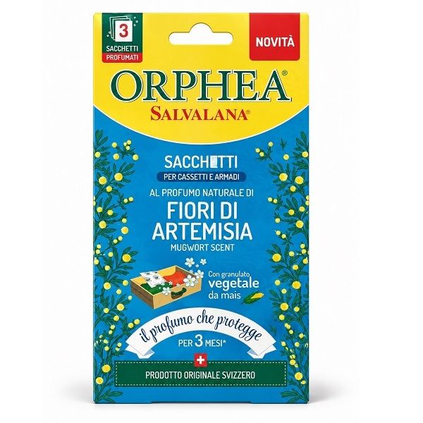 義大利ORPHEA歐菲雅衣物香氛袋-艾草花香(3包/盒)-取代樟腦丸