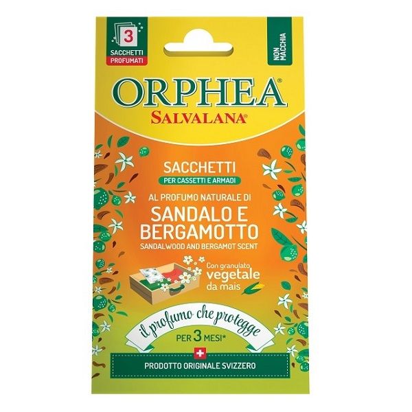 義大利ORPHEA歐菲雅衣物香氛袋佛手柑(3包/盒)-取代樟腦丸