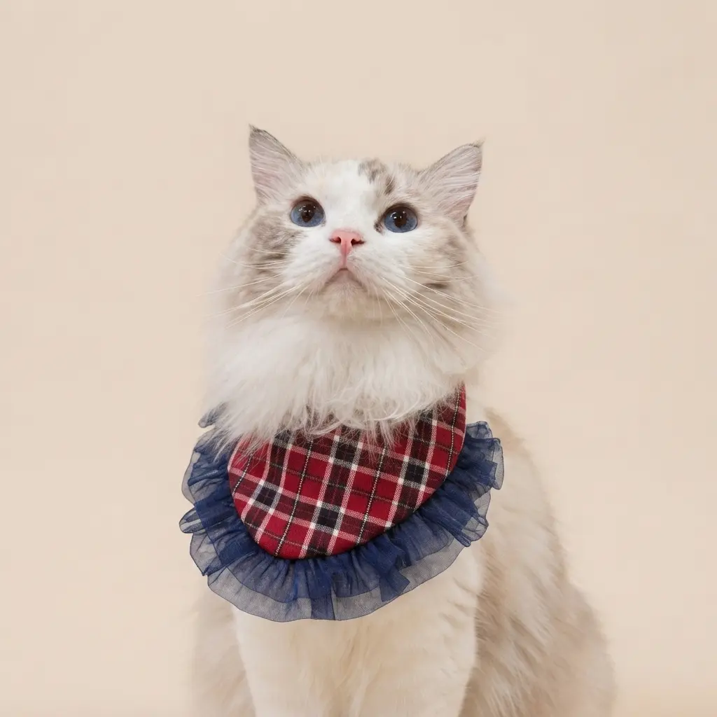 【Poshüpets】法式名媛三角圍兜/ 英倫紅格