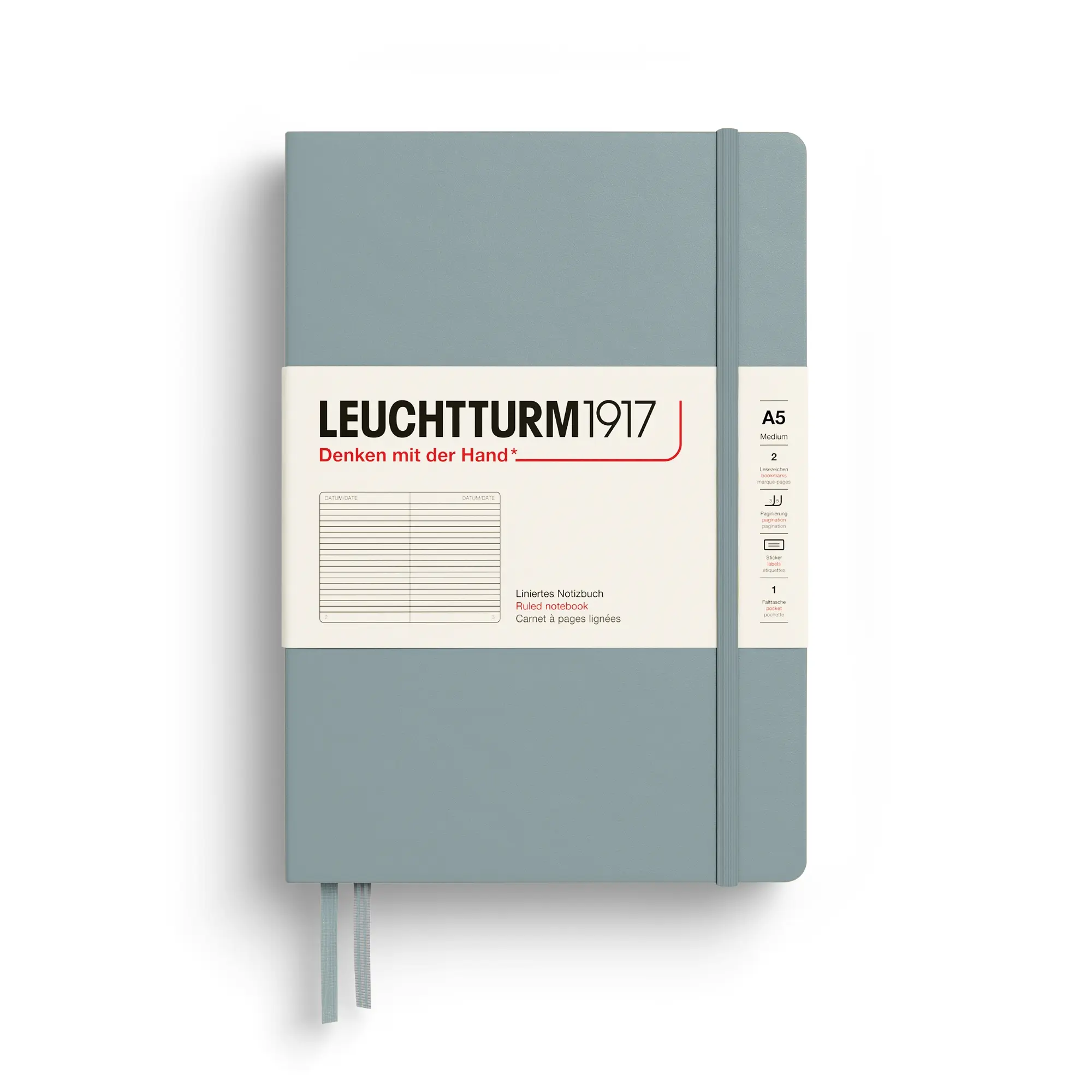 德國 LEUCHTTURM1917 硬殼筆記本/ A5/ 霧藍灰/ 橫線