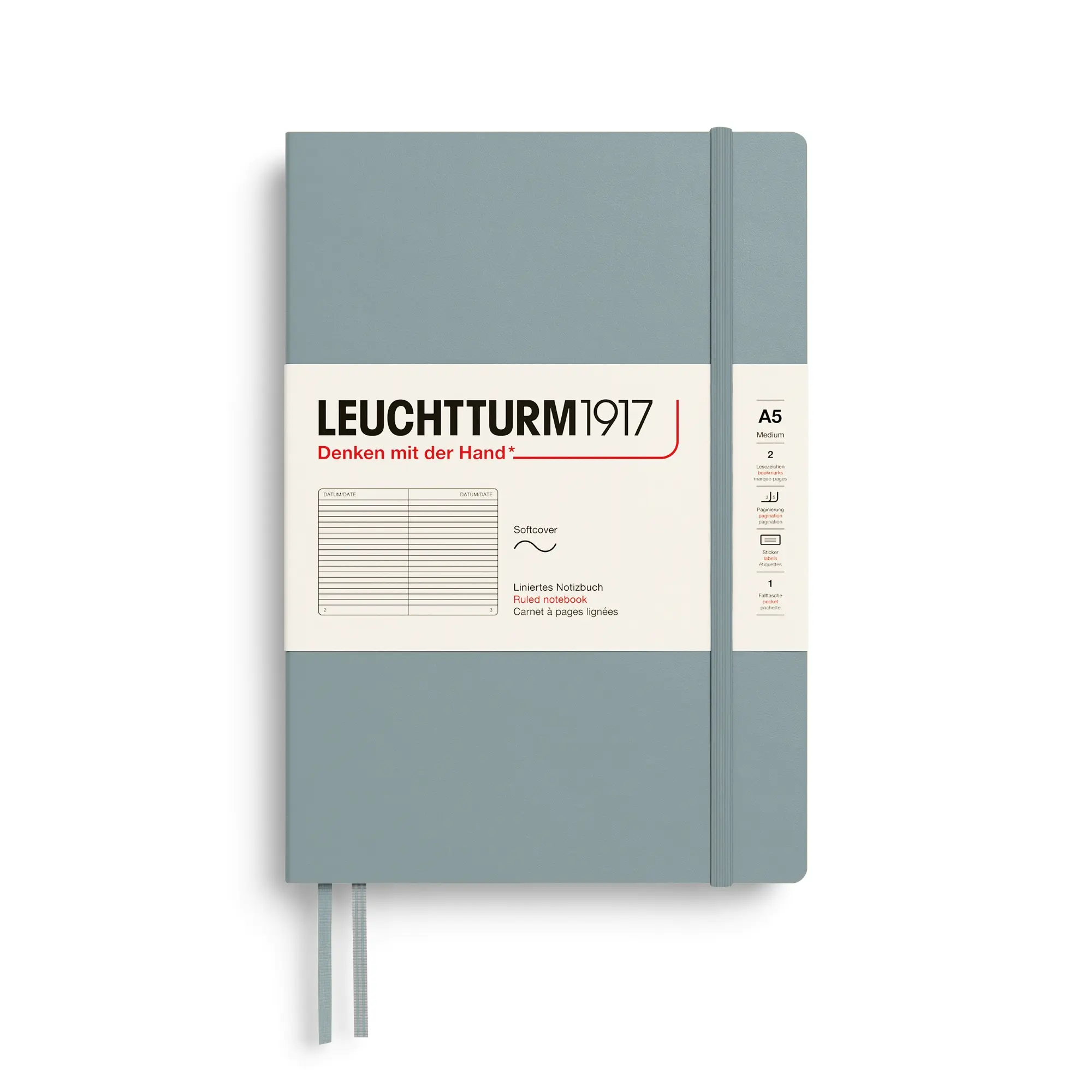 德國 LEUCHTTURM1917 軟殼筆記本/ A5/ 霧藍灰/ 橫線