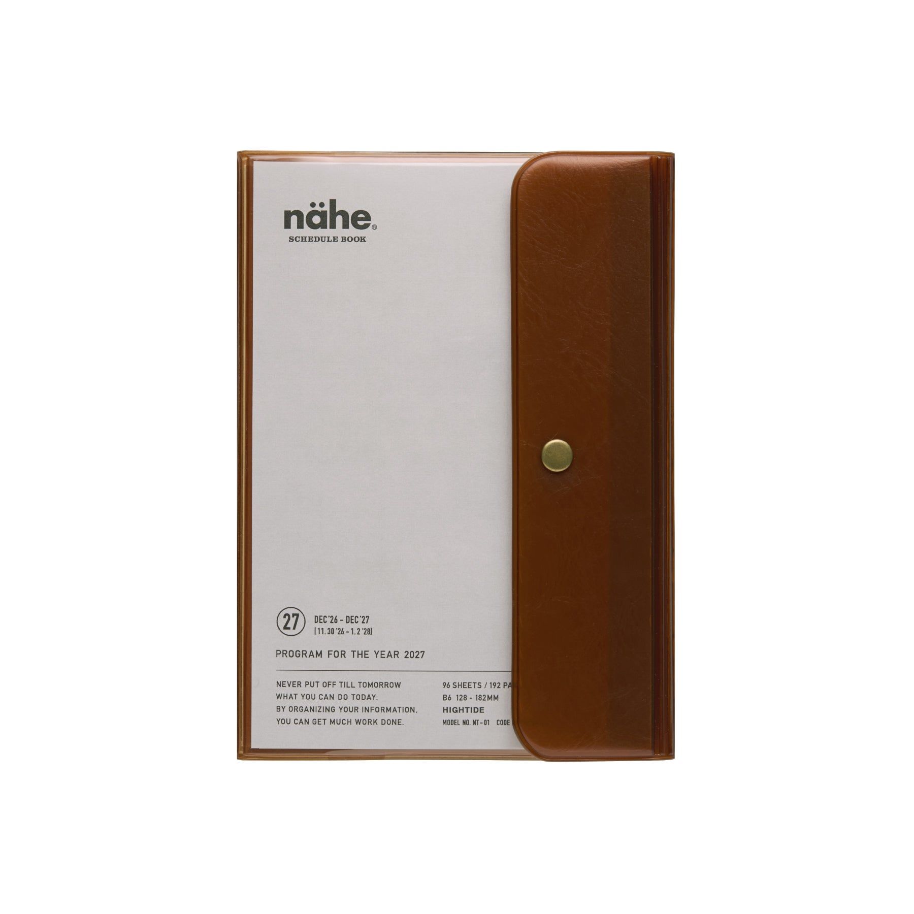 2027 日本 HIGHTIDE 週間記事手帳/ B6 Free直式/ Nahe/ 透明棕