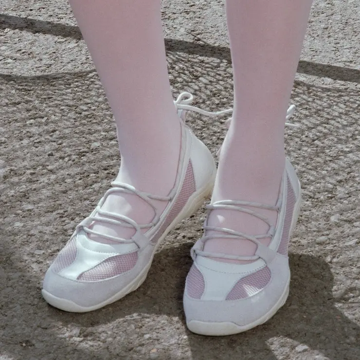 韓國 ROCKFISH NICOLE WEAVING LACEUP SNEAKERS 女款 編織綁帶運動鞋/ 灰紫色ASH LAVENDER/ 預購 24.5 cm
