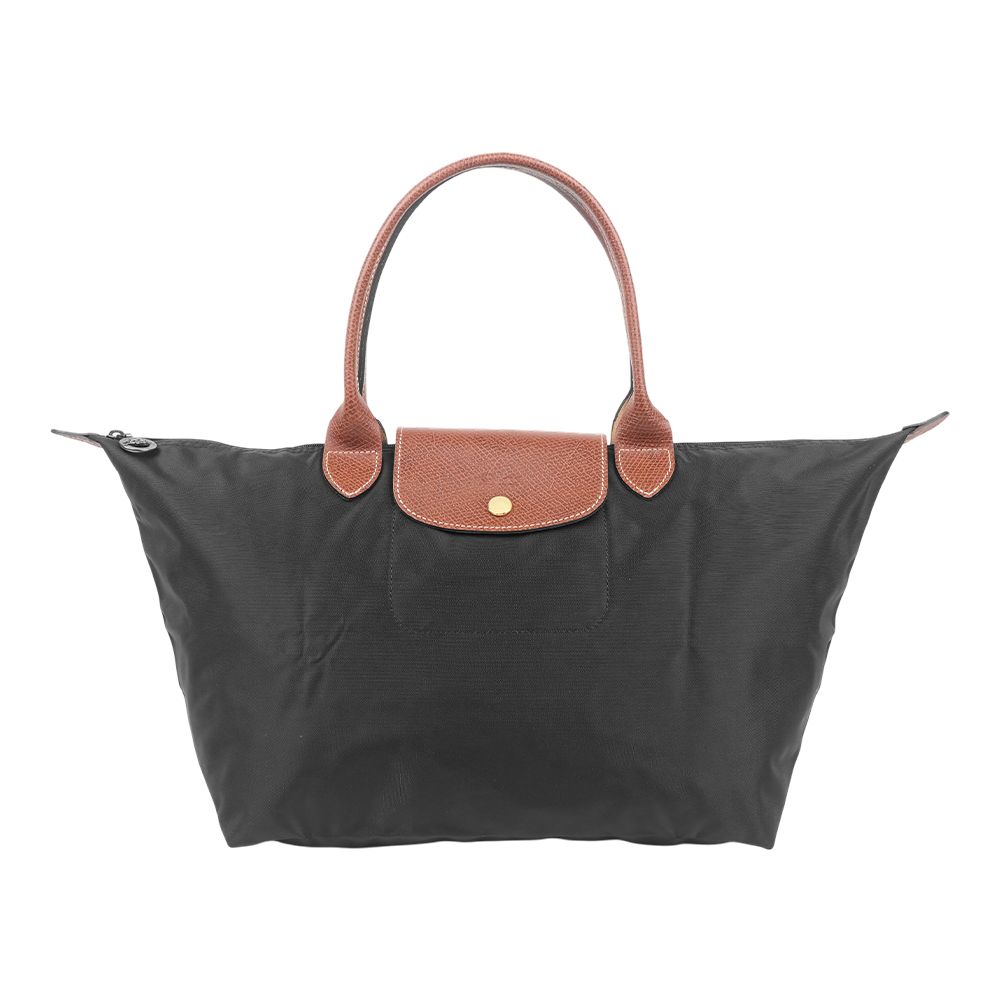 【LONGCHAMP】L號短把 Le Pliage 摺疊肩背包(黑色)/ 平行輸入