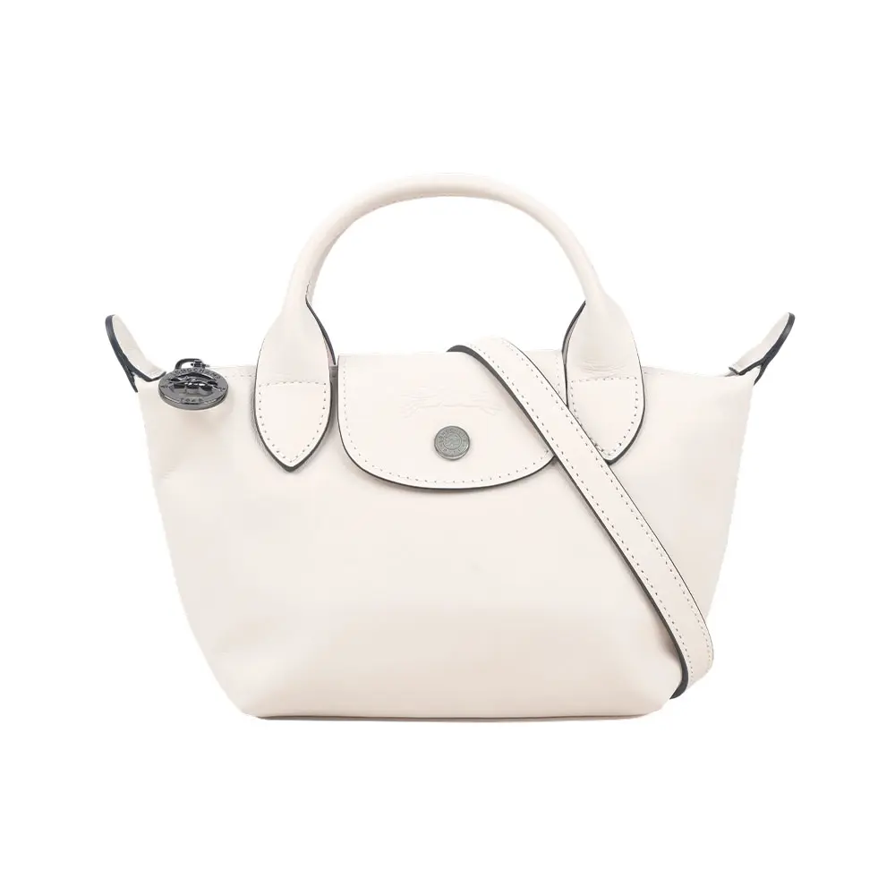 【LONGCHAMP】LE PLIAGE XTRA 牛皮迷你二用折疊包(白紙色)/ 平行輸入