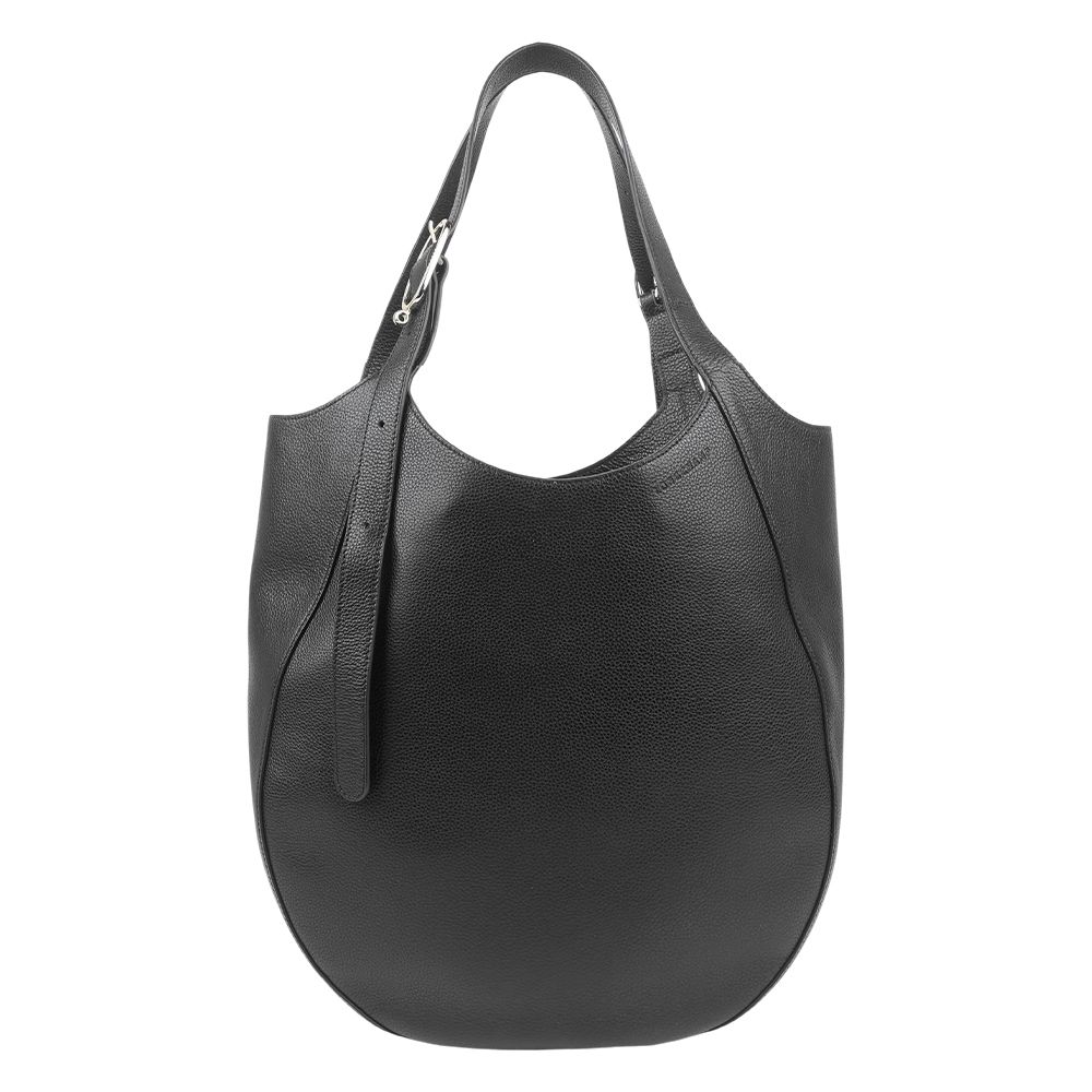 【LONGCHAMP】Le Foulonne XL 牛皮特大號手提/肩背包(黑色)/ 平行輸入