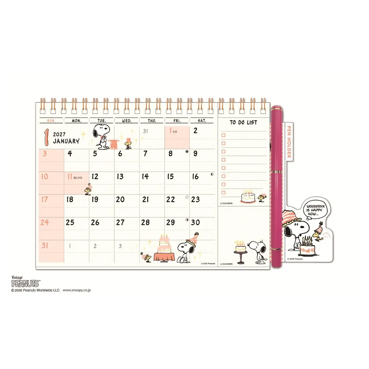 2027 日本 APJ 桌曆/ 附便利貼及造型筆插/ 史努比