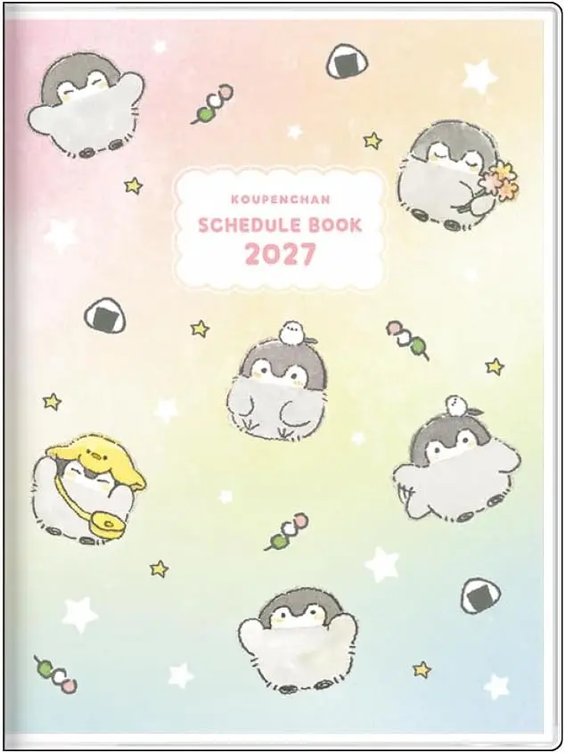 2027 日本 sun-star 手帳/ 月間日曆/ A6/ 正能量企鵝/ 圖樣