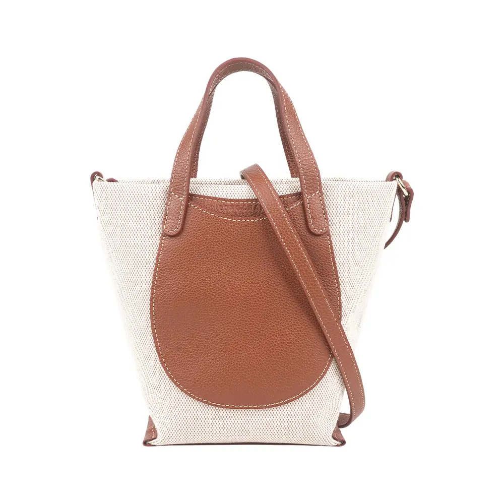 【LONGCHAMP】Complice S 帆布及牛皮小款二用包(焦糖色)/ 平行輸入