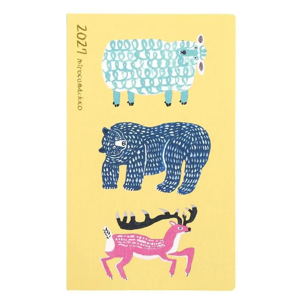2027 日本 Greeting Life 月計畫手帳/ B6 Slim/ Miroco Machiko/ 黃/ 動物