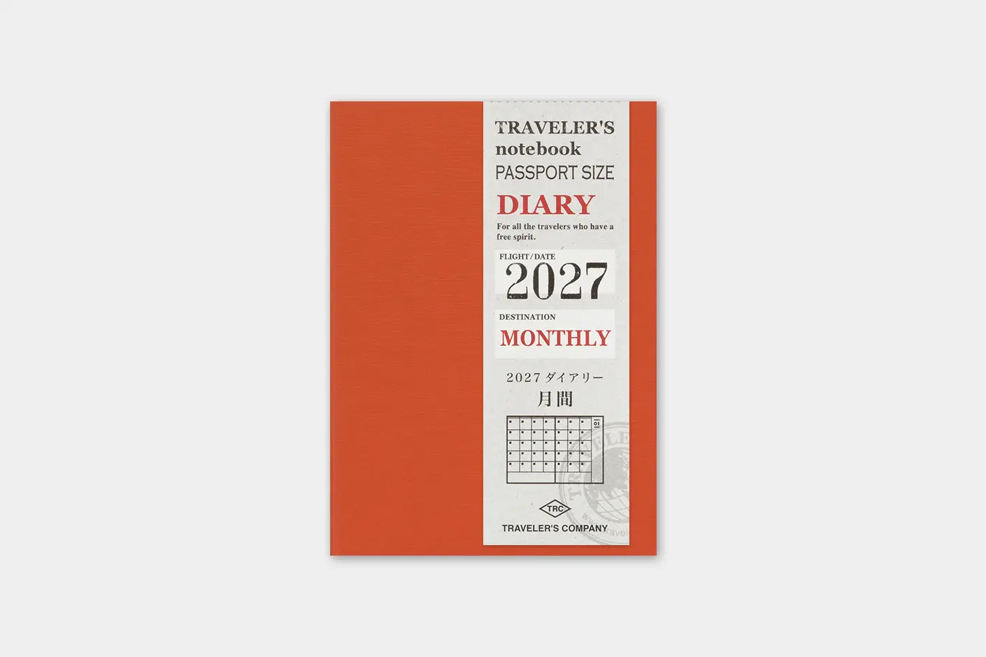 2027 日本 TRAVELER'S COMPANY TRAVELER'S notebook 日誌/ 護照尺寸/ 月間日曆