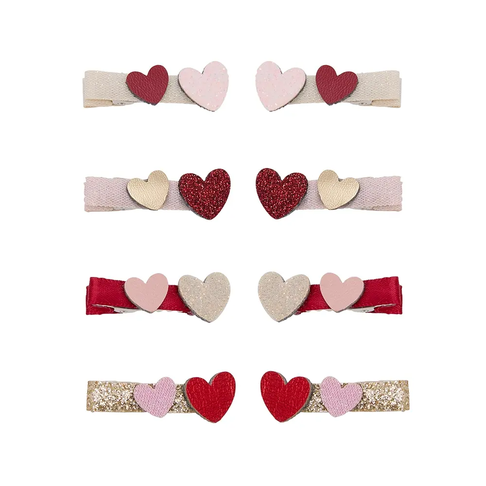 Mimi & Lula AW26甜蜜茶會/ 疊疊粉色愛心迷你髮夾/ 8入
