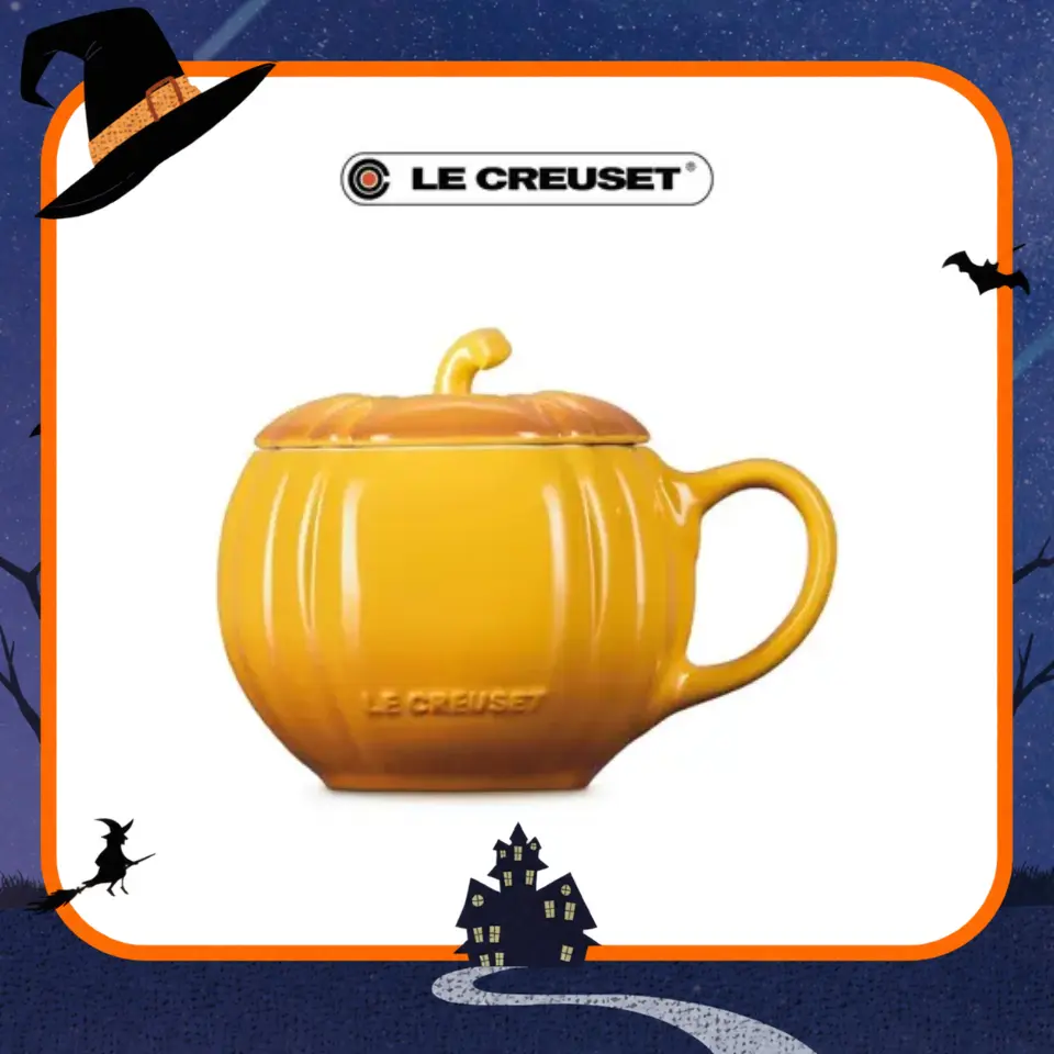 LE CREUSET瓷器萬聖節南瓜造型馬克杯/ 400ml/ 杏桃黃
