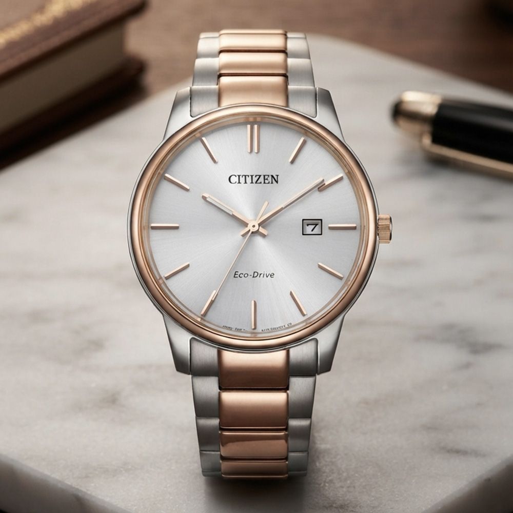 CITIZEN 星辰光動能經典大三針手錶 男錶-半玫瑰金/40mm 錶 生日禮 送禮(BM7686-51A)