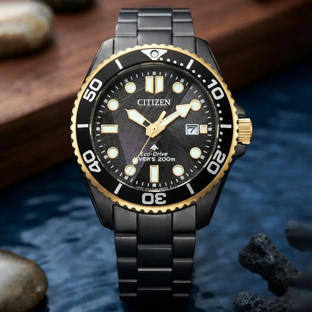 CITIZEN 星辰 LIGHT in BLACK 闇影之光 光動能50週年限量 200米潛水錶 錶 生日禮 送禮(BN0264-53E)