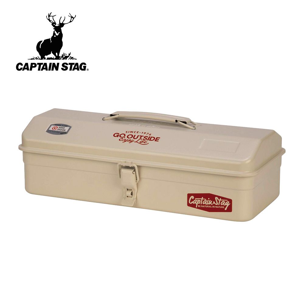 CAPTAIN STAG 日本鹿牌  TOYO聯名款 鋼製工具箱/露營美學山型箱 (多色可選) 經典金屬收納箱/ 象牙白 UW-1552