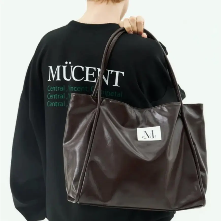 韓國 MUCENT GRIEK LEATHER SHOULDER BAG 極簡白標皮革肩背包 棕色Brown
