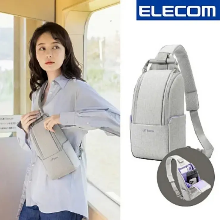 ELECOM off toco帆布兩用輕便斜背包/ L/ 灰