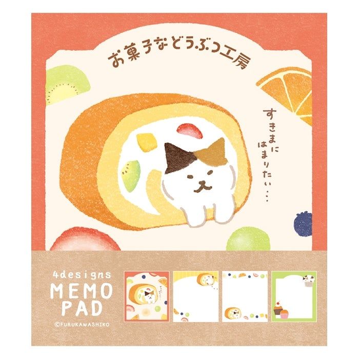 日本 Wa-Life 甜點動物工房系列便條紙本/ 縫隙間的小貓