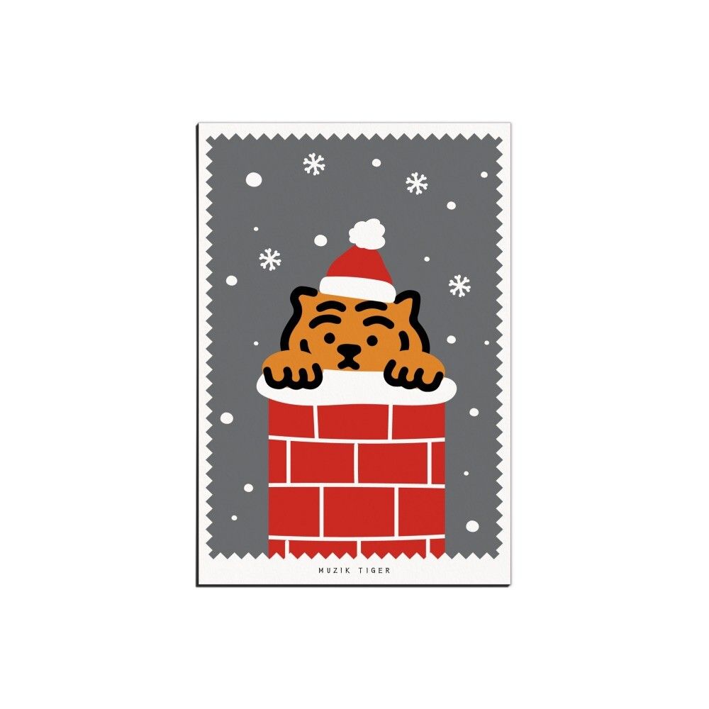 韓國 MUZIK TIGER 耶誕明信片/ Chimney Santa Tiger