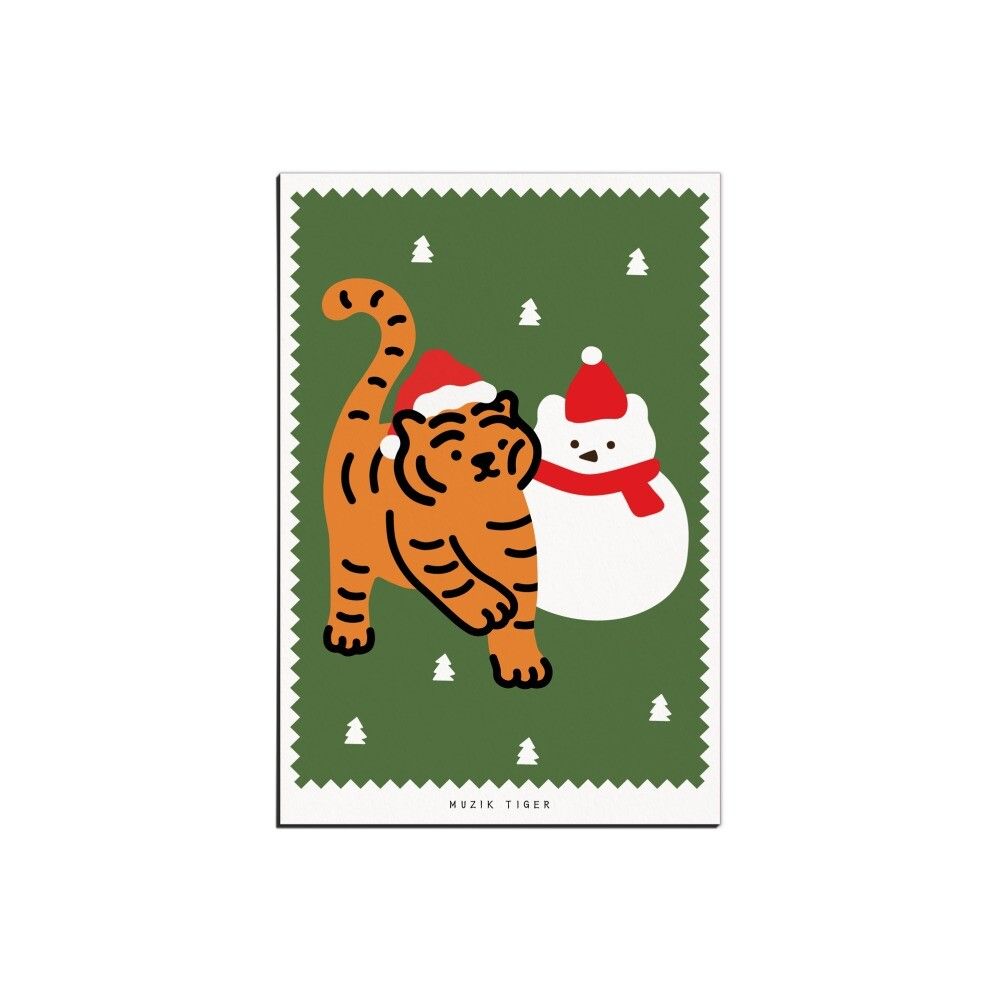 韓國 MUZIK TIGER 耶誕明信片/ Winter Friends Tiger