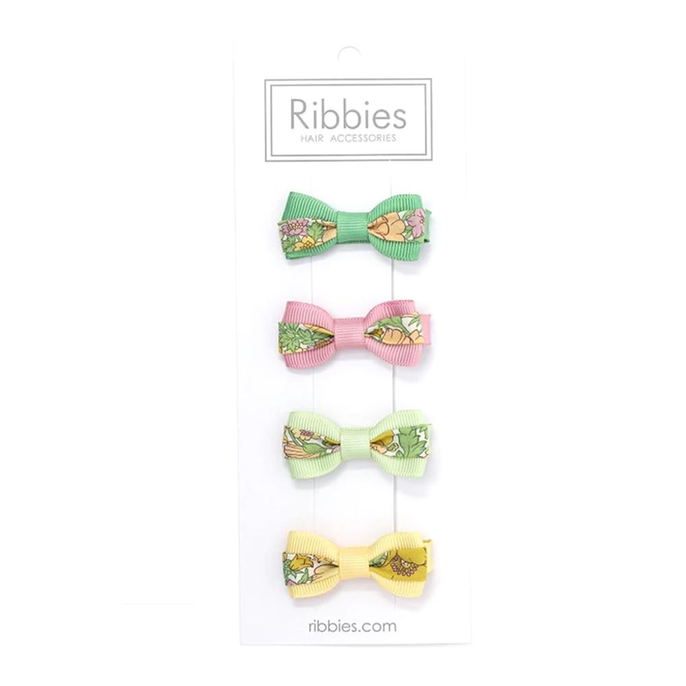 Ribbies 雙色緞帶蝴蝶結4入組-MS Mustard