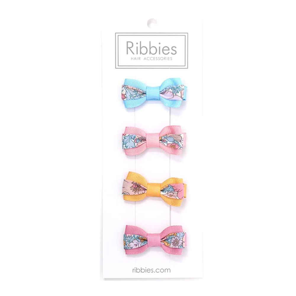 Ribbies 雙色緞帶蝴蝶結4入組-MS Pink