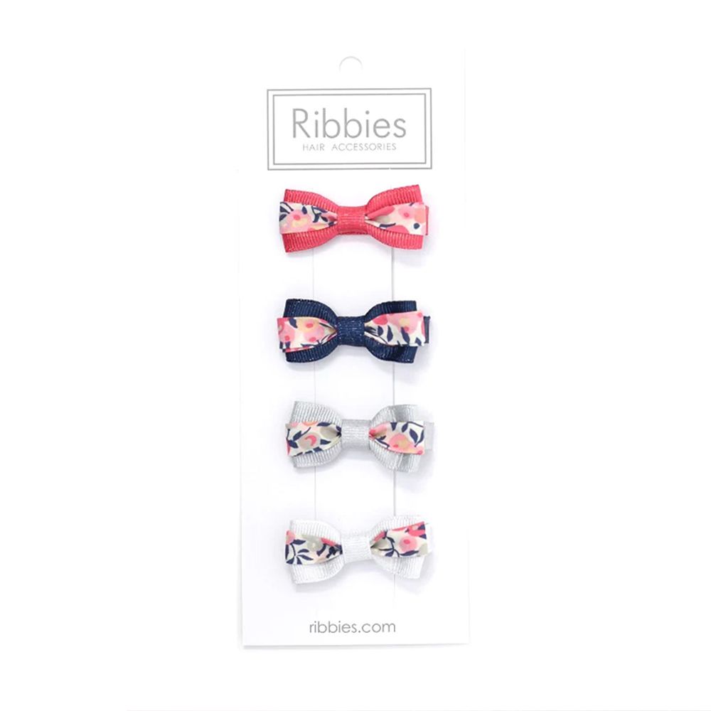 Ribbies 雙色緞帶蝴蝶結4入組-Hot Pink & Sparkles
