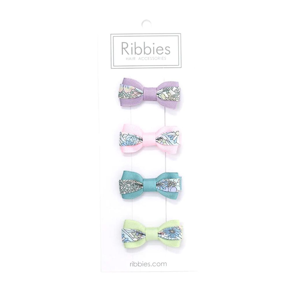 Ribbies 雙色緞帶蝴蝶結4入組-MA Lavendaer