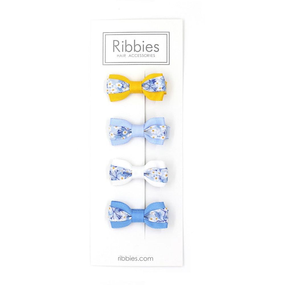 Ribbies 雙色緞帶蝴蝶結4入組-Mitsi Valeria Blue