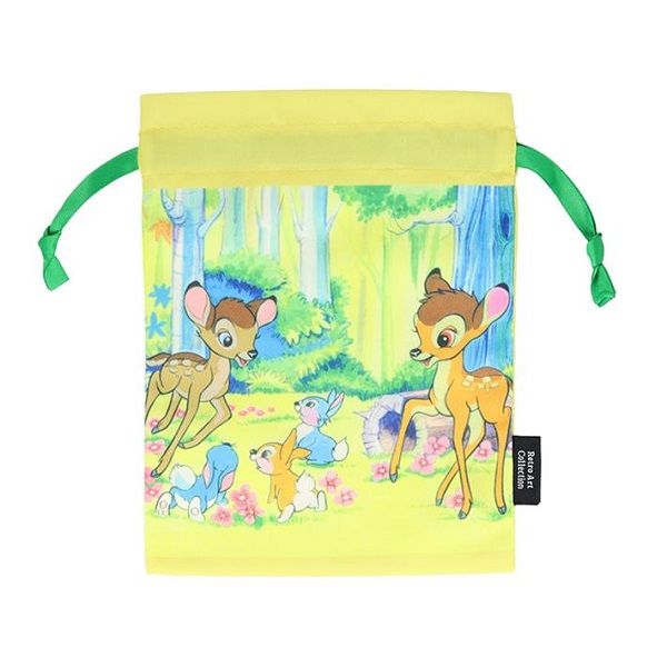 日本 sun-star Disney Retro Art Collection 束口袋/ 小鹿斑比/ 黃