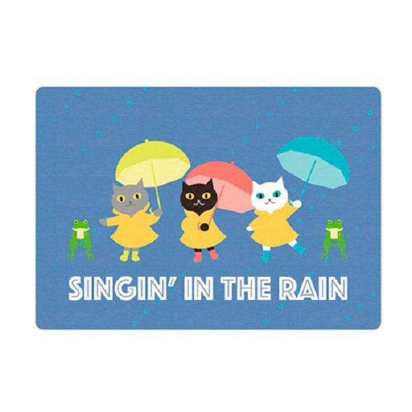 日本 GRAPAC 動動明信片/ Chaton Noir Et Amis/ 雨