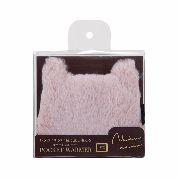 日本 LIVHEART Nukuneko貓咪輪廓微波加熱口袋型暖暖包/ Pink