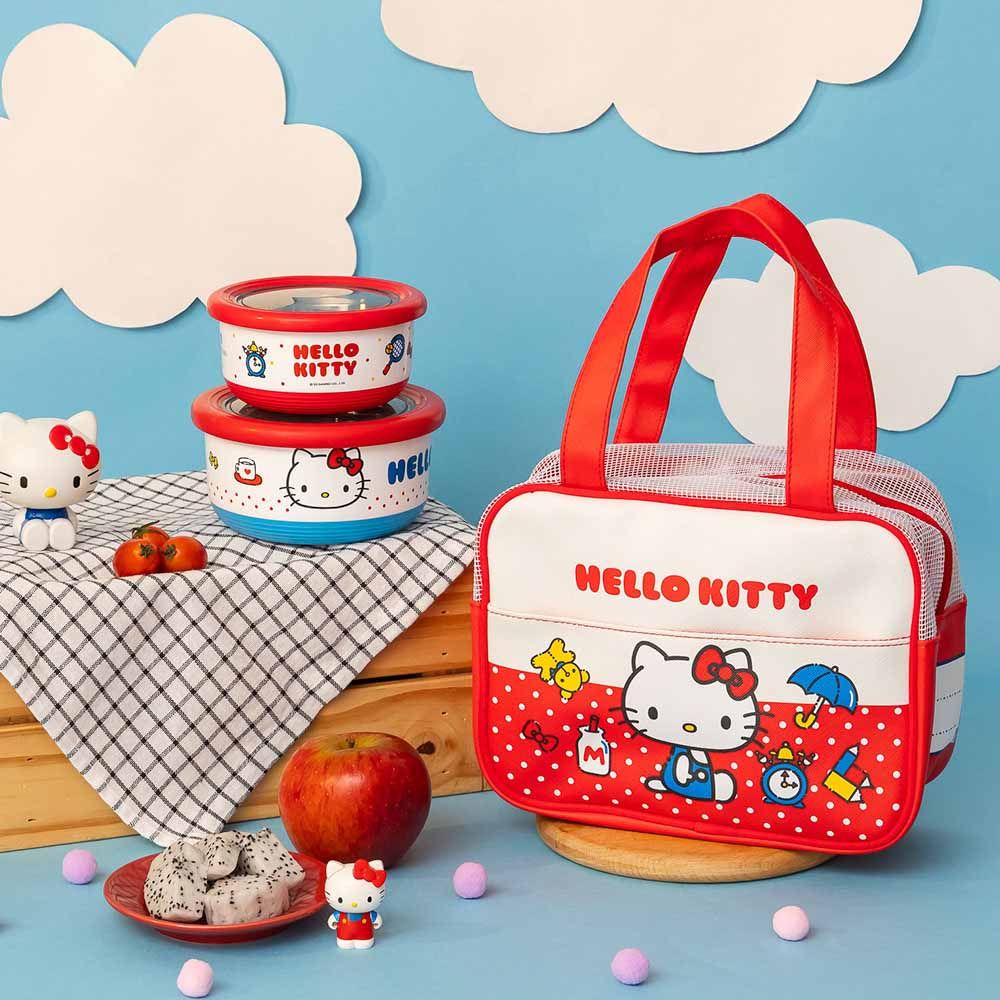 HOUSUXI三麗鷗Hello Kitty兒童餐袋三件組
