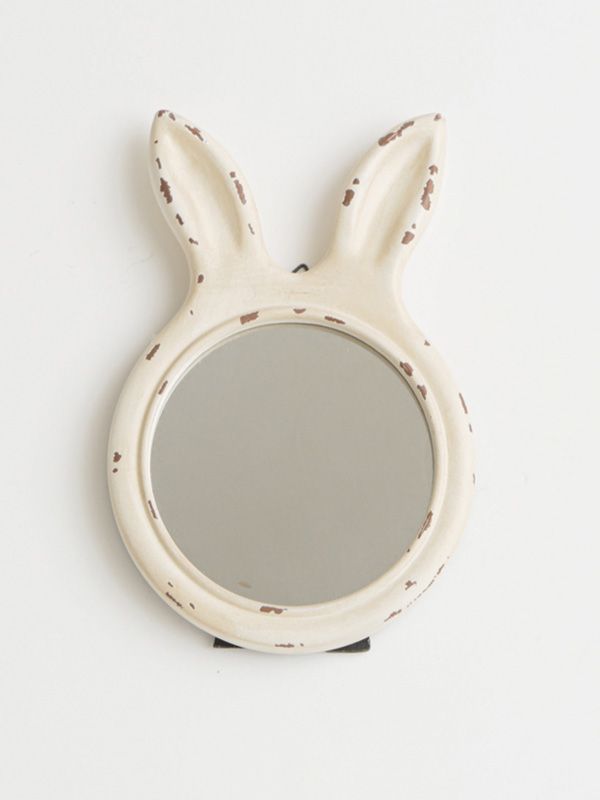 日本 artipur COTTAGE Rabbit 桌掛手鏡/ White