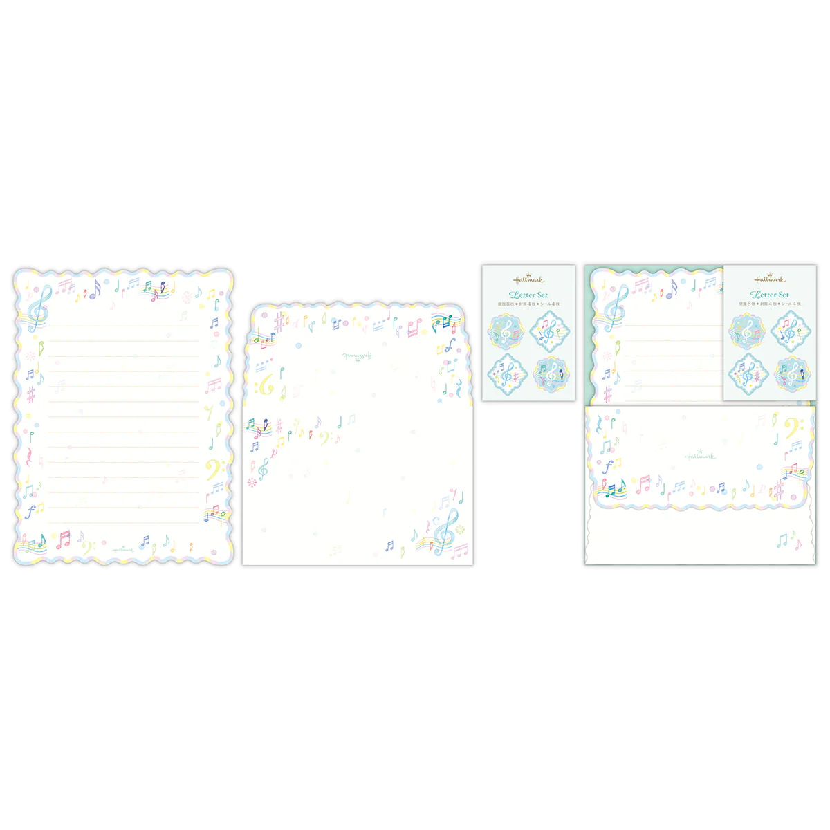 美國 Hallmark 信封信紙組/ 祖母綠音符