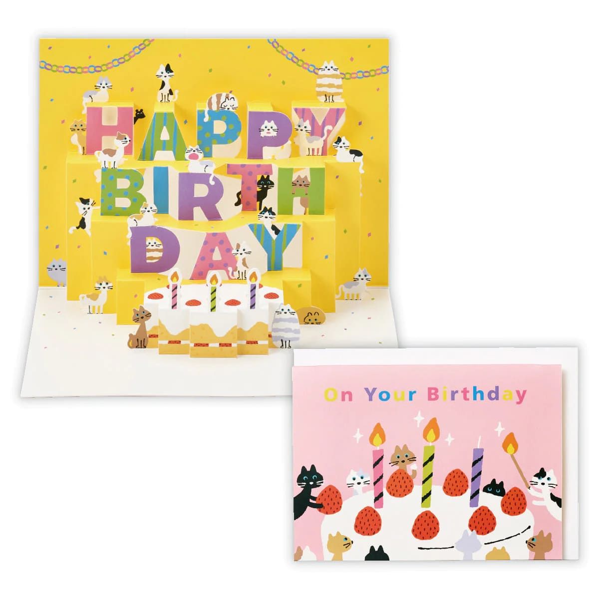 美國 Hallmark 立體生日卡/ 貓咪/ 粉