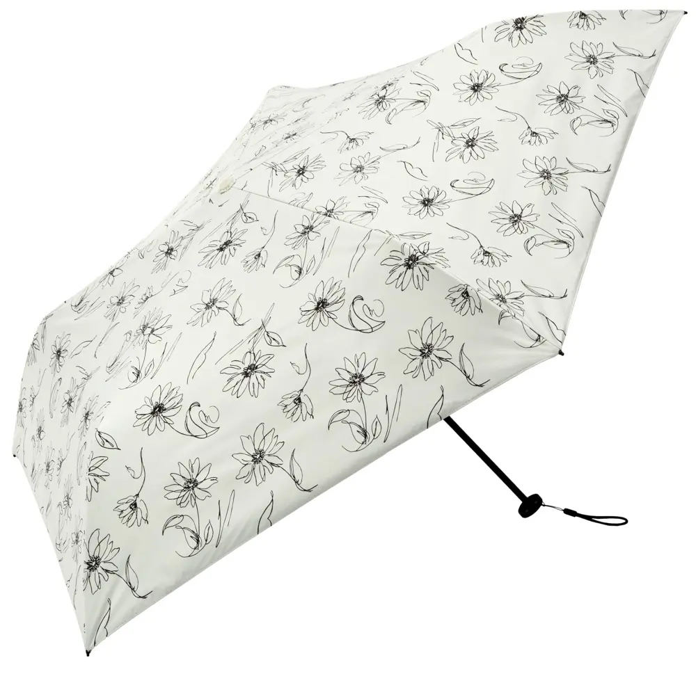 日本 because Parasol 極輕量晴雨兩用 UV99% 折疊傘/ Super Light Line Flower Mini/ White