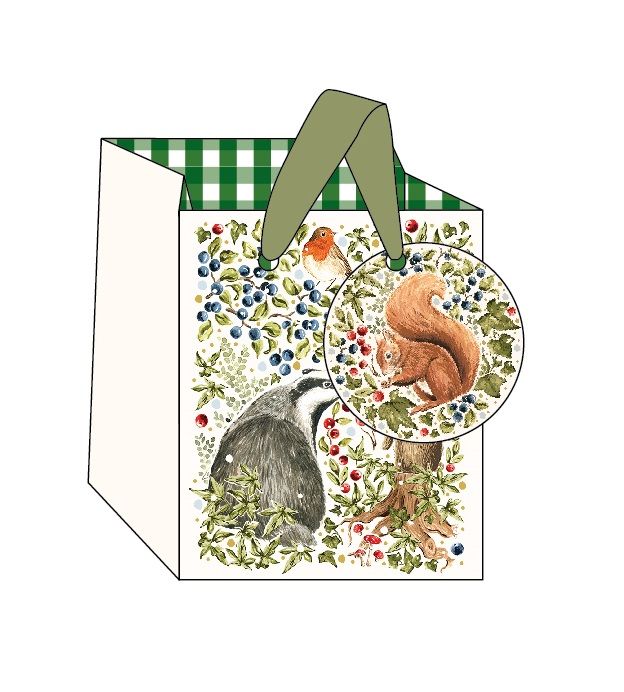 英國 ART FILE 聖誕提袋/ 小/ 正方/ Countryside Christmas