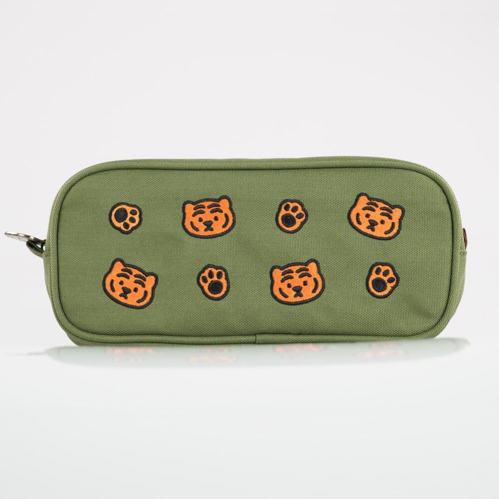 韓國 MUZIK TIGER 刺繡筆袋/ Khaki
