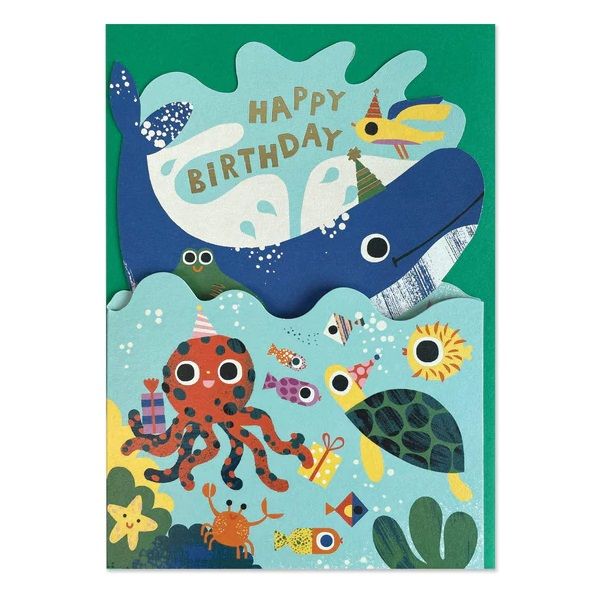 英國 RASPBERRY BLOSSOM 生日卡/ Fantabulous Die-Cut/ Have a Whale-y Good Day